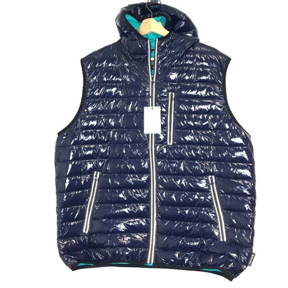 Noize NWT Gavyn Shiny‎ Navy Blue Puffer Vest with Contrast Men's XL - Picture 3 of 5